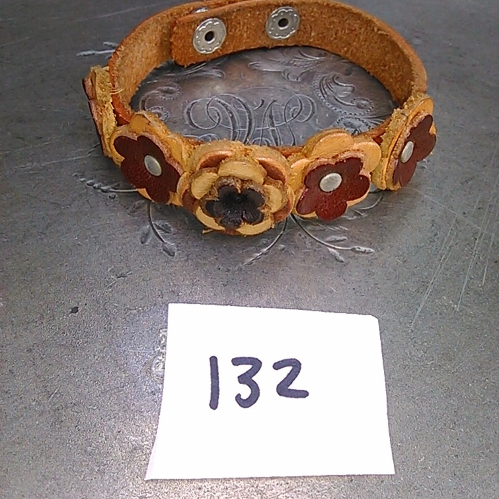 leather flower bracelet